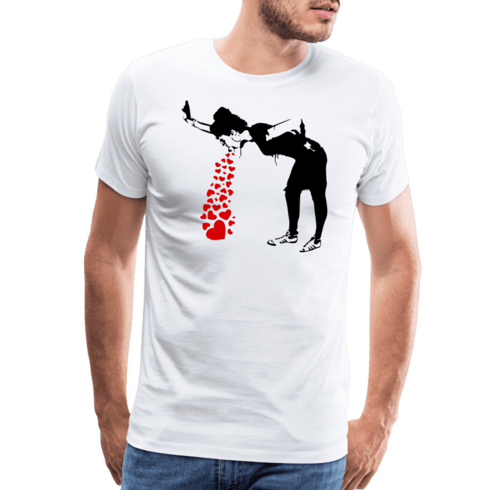 Banksy Lovesick Girl Throwing Up Hearts Artwork T-Shirt