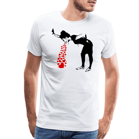 Banksy Lovesick Girl Throwing Up Hearts Artwork T-Shirt